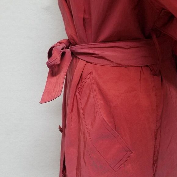 Rare Vintage 70s London Fog Red Taffeta Double Breasted Notched Collar Raincoat - Picture 9 of 16